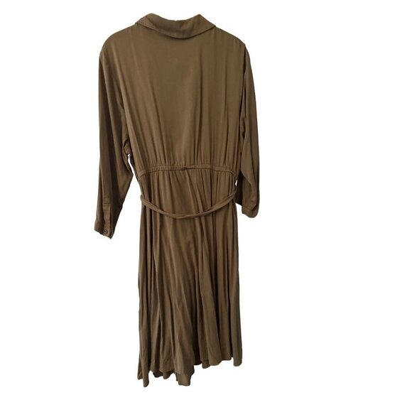 Torrid Olive Green Twill Button Front Waist Tie Shirt Dress Size 1 - Picture 4 of 7